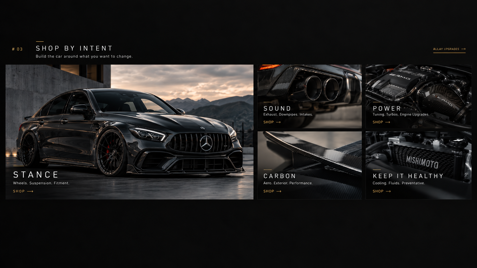 Forged Euro Shop by Intent featuring Mercedes-AMG Stance, Sound, Power, Carbon, and Keep It Healthy